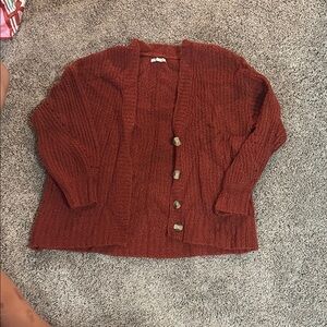 American Eagle Brown Cardigan Sweater Chunky Knit